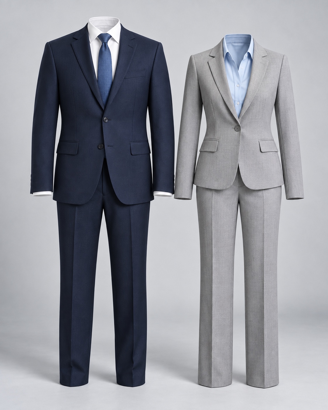 Navy and light-grey tailored corporate uniforms